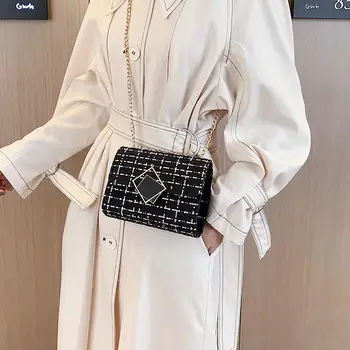 

Luxury High Quality Women Shoulder Bags Fashion Simple Woolen Buckle Single Shoulder Slung Small Square Bag Messenger Bag Bolsa