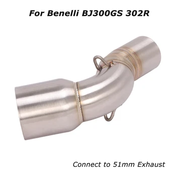 Slip for Benelli BJ300GS 302R Motorcycle Exhaust Muffler Mid Link Pipe Tube 51mm Stainless Steel