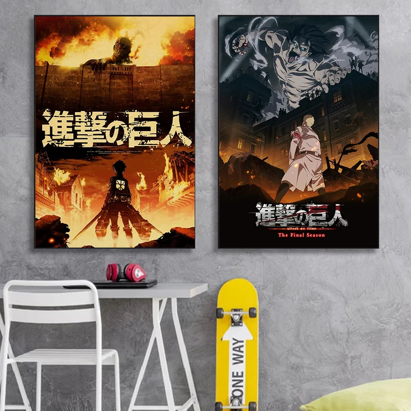 High Definition Printing Japanese Anime Attack on Titan Canvas Poster Creative Picture Wall Art Home Lnterior Decoration | Дом и сад