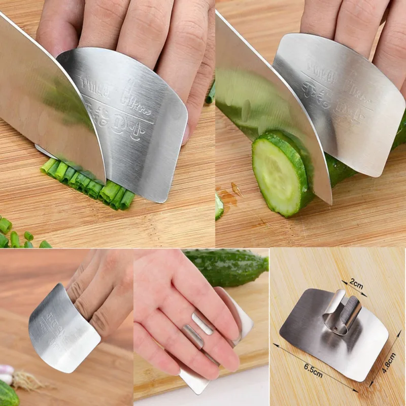 Protectores de dedos ajustables Accesorios de cocina de acero inoxidable dedo mano guardia accesorios de cocina para el hogar protector de dedo seguro cocina herramientas para cortar 