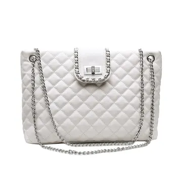 

Bags handbags 2019 new wave large capacity embroidery line shoulder bag fashion wild rhombic chain Messenger bag