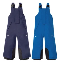 2021 Winter Baby Boy Skiing Pants Fleece Windproof Kids Girls Jumpsuit Thick Children Snow Overalls Waterproof Sport Trousers