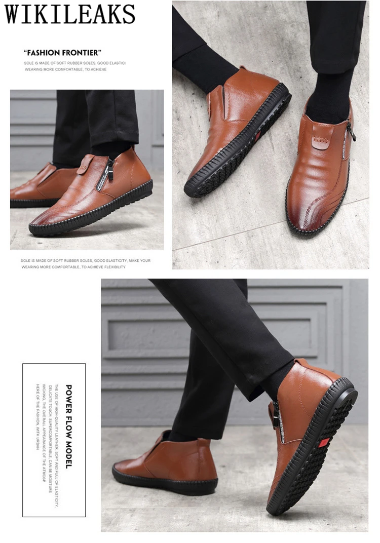 Черная Мужская зимняя обувь; мужская кожаная обувь; обувь для вождения из натуральной кожи; модная повседневная обувь; chaussures homme Lux zapato hombre de cuero