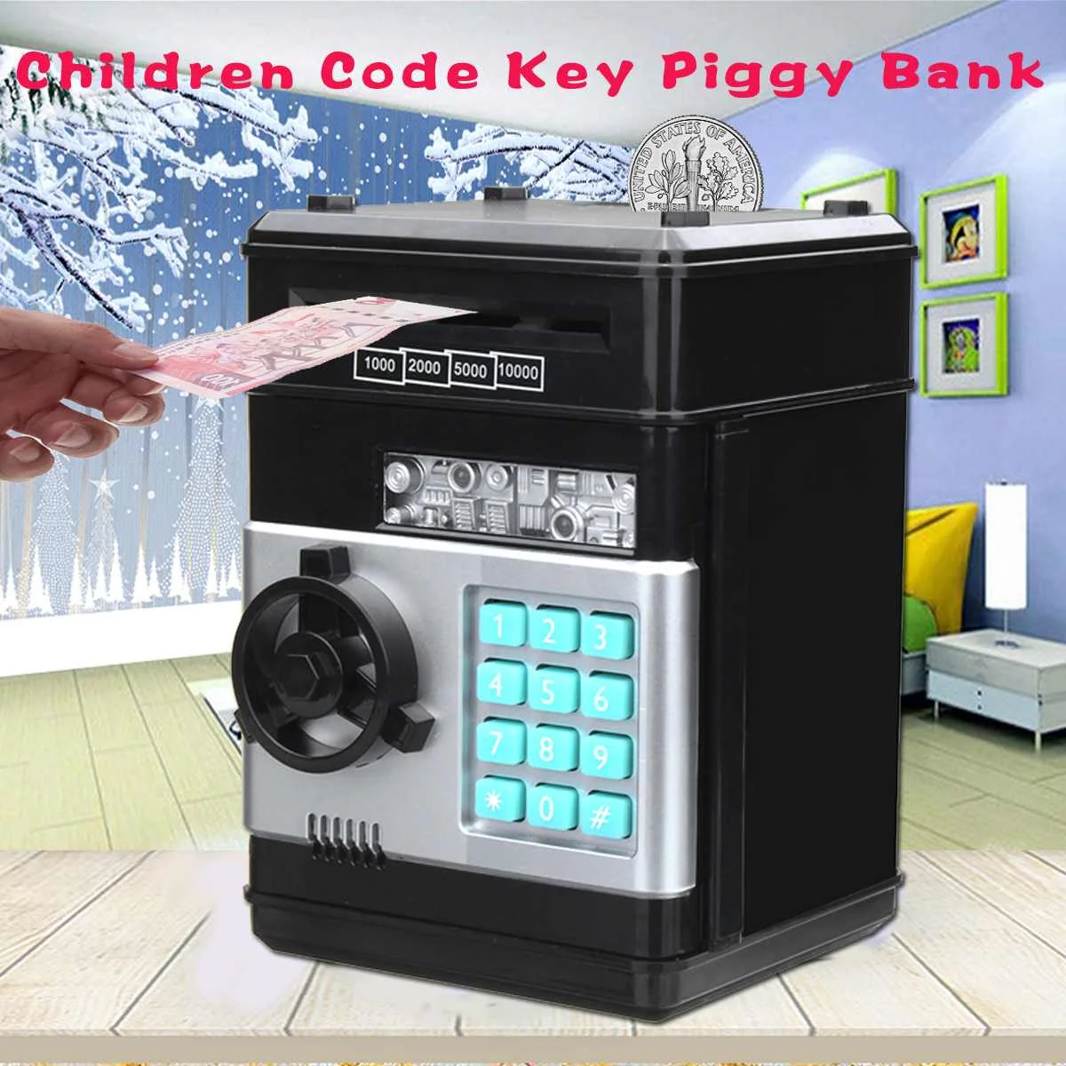 Bank Automatische Cash Besparing Spaarpot Teller Mini Kluis Kind Gift Elektronische Code Key Lock - AliExpress