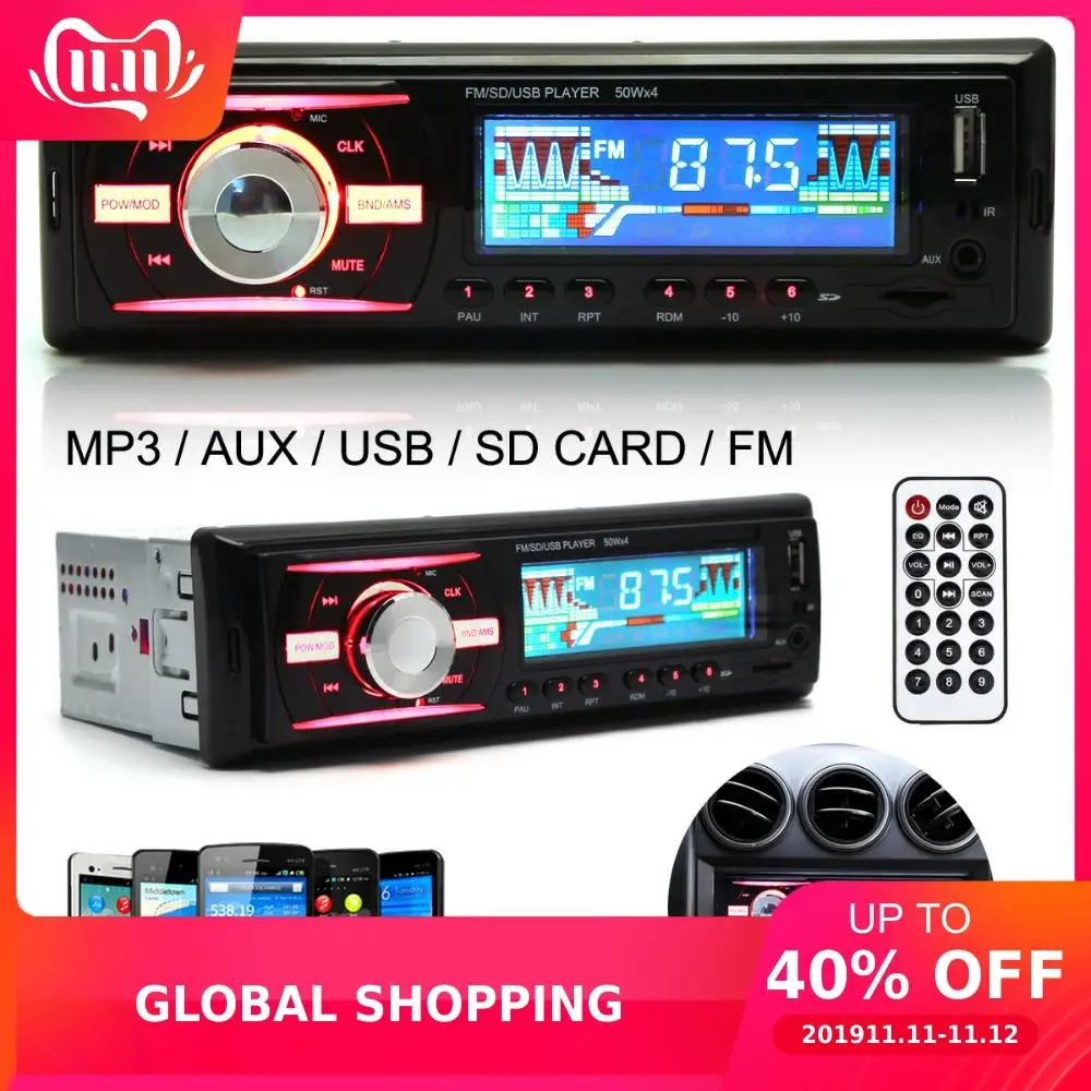 In Dash 1 DIN 12 В Авто Радио стерео аудио MP3 плеер Поддержка FM UPS WMA INP AUX и часы + пульт