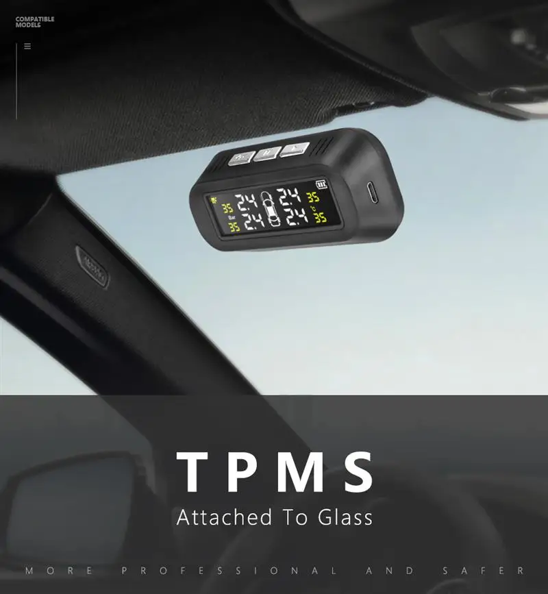 Беспроводная Солнечная Энергия монитор давления в шинах высокоточный датчик давления в шинах с экраном детектор давления в шинах