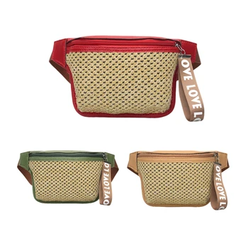 

Straw Waist Bags For Women Summer Funny Packs Waist Pack Female Phone Purses Female Fashion Small Bag