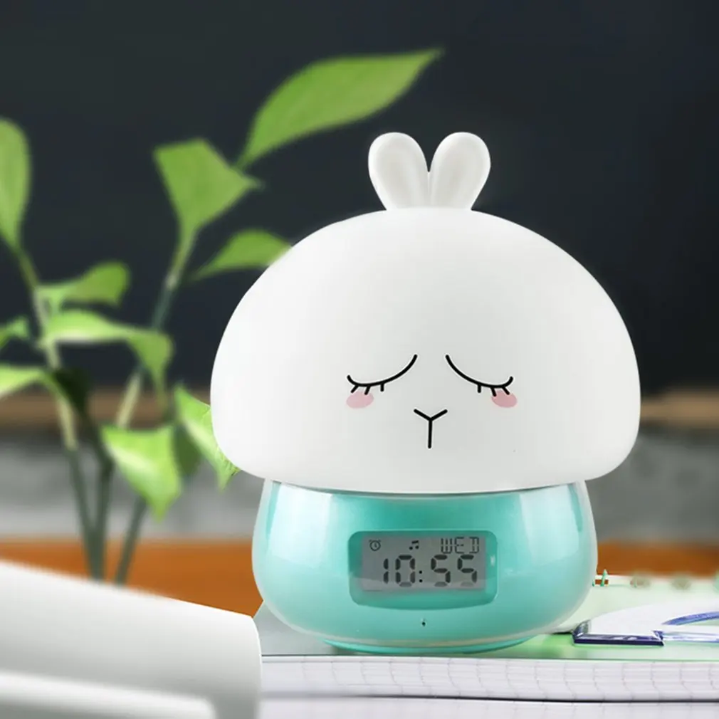 

Multifunctional Alarm Clock Cute Cartoon Design Wake Up Night Light Remote Control Desktop Recording Light Lamp