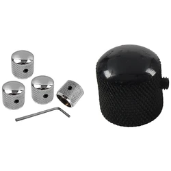 4Pcs Guitar Dome Control Knobs & 4Pcs Metal Volume Tone Dome Tone Guitar Speed Control Knobs With Screws