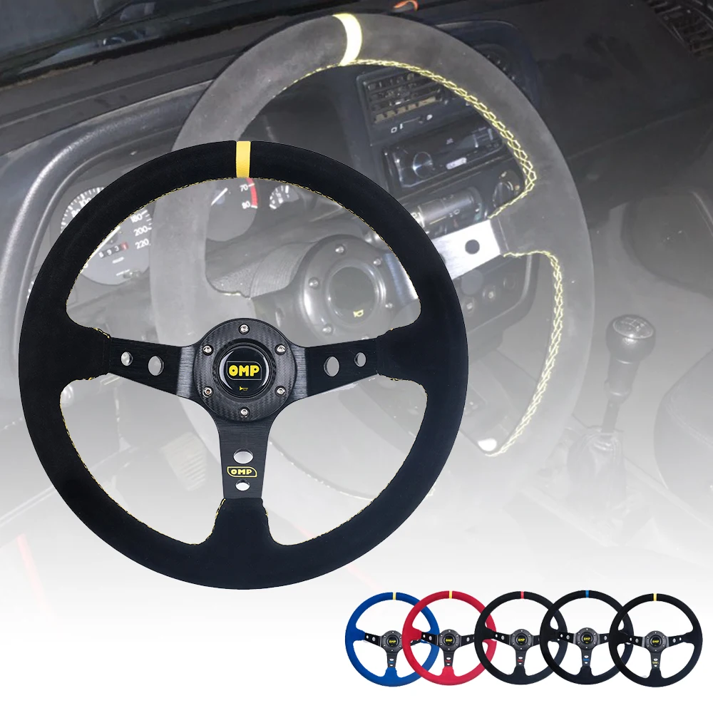 Универсальный 14 дюймов 350 мм замша/ПВХ авто гоночный руль глубокий кукурузный