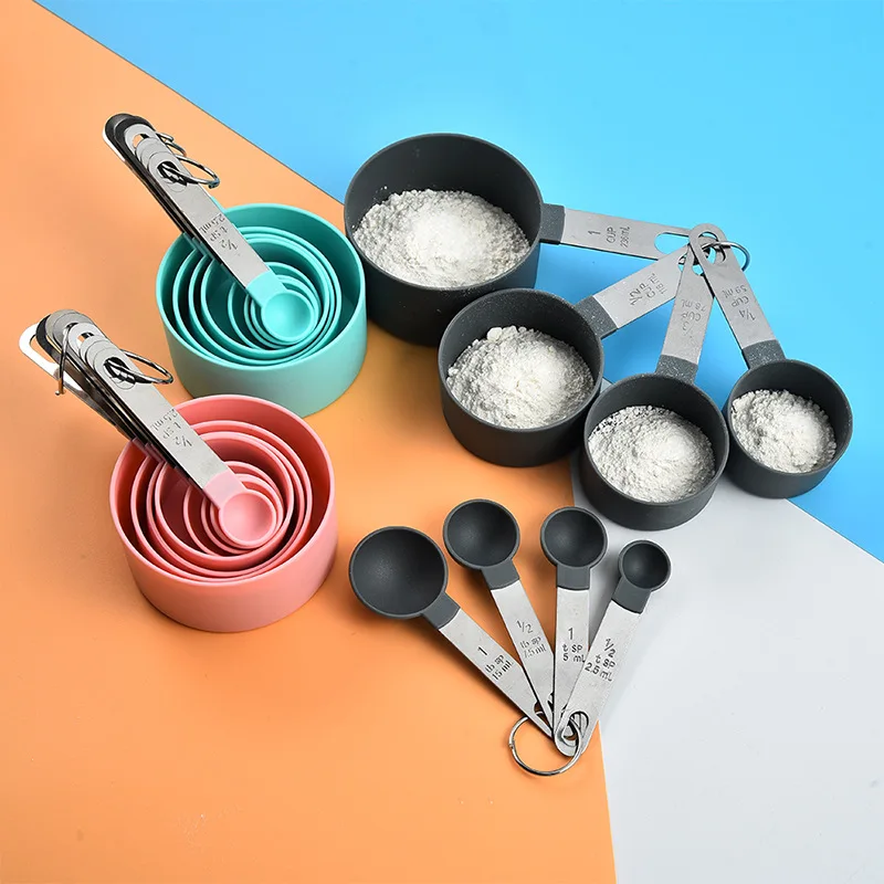 Stainless Steel Measuring Cup Spoon Set 8-piece Handle Baking Metering | Дом и сад