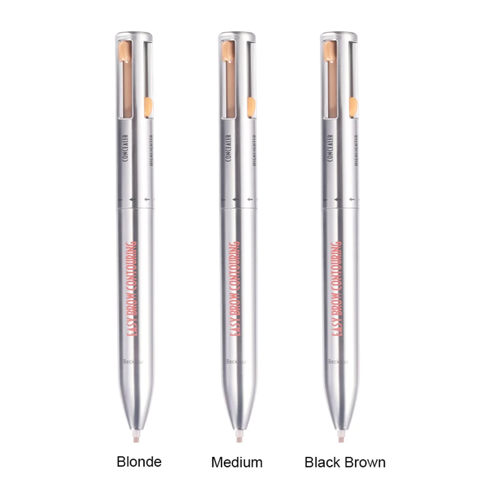 Карандаш для бровей 4 в 1, 1 шт., 4 цвета, вращающийся прессованный карандаш для бровей, подводка для глаз, карандаш для губ, оттенок, натуральный, стойкий, водонепроницаемый