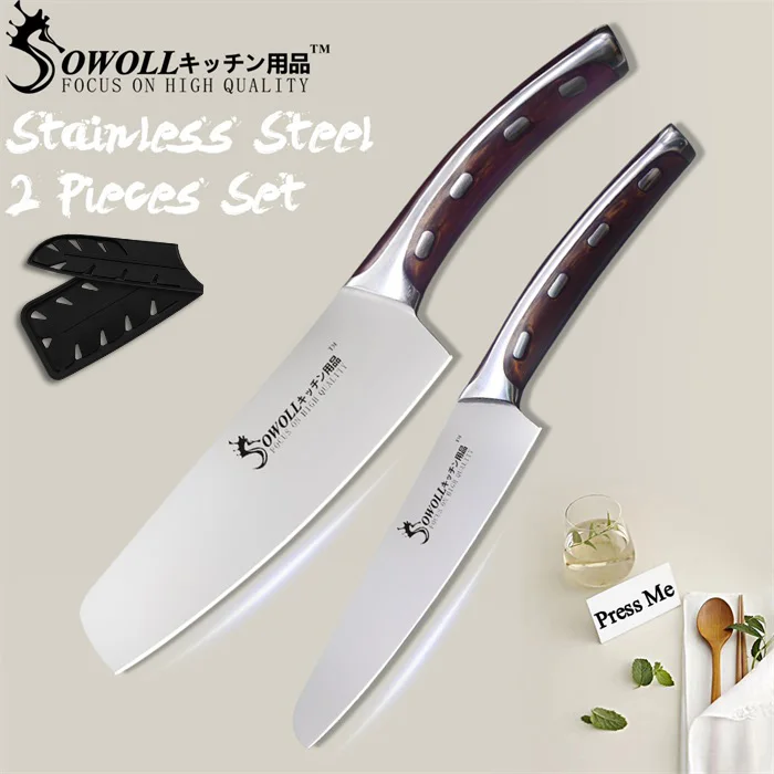 E.5 Utility 6 Chef Sowoll 4CR14 кухонный нож из нержавеющей стали, набор кухонных ножей с ручкой из полимерного волокна, высокоуглеродное лезвие, нож шеф-повара, разделочные кухонные ножи - Цвет: E.5 Utility 6 Chef