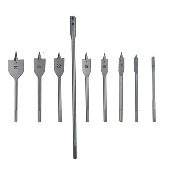 

10pcs 6/10/13/16/19/22/25/32mm Flat Drill Bit Hole Puncher Woodworking Tool High Carbon Steel Hex Shank Flat Drill