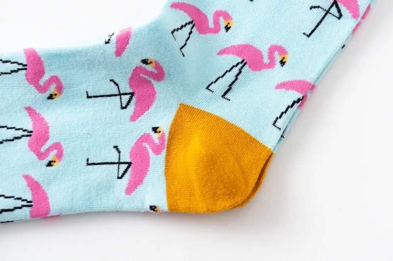 1 Pair New Fashion Hot Sale Cotton Cartoon Animals Casual Socks Loving Heart Flamingo Women Cute Funny Japanese Harajuku Socks walking socks womens
