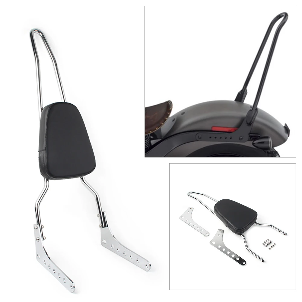 Chrome Motorcycle Sissy Bars Passenger Backrest W/ Pad For Harley Davidson Softail Flde Flhc