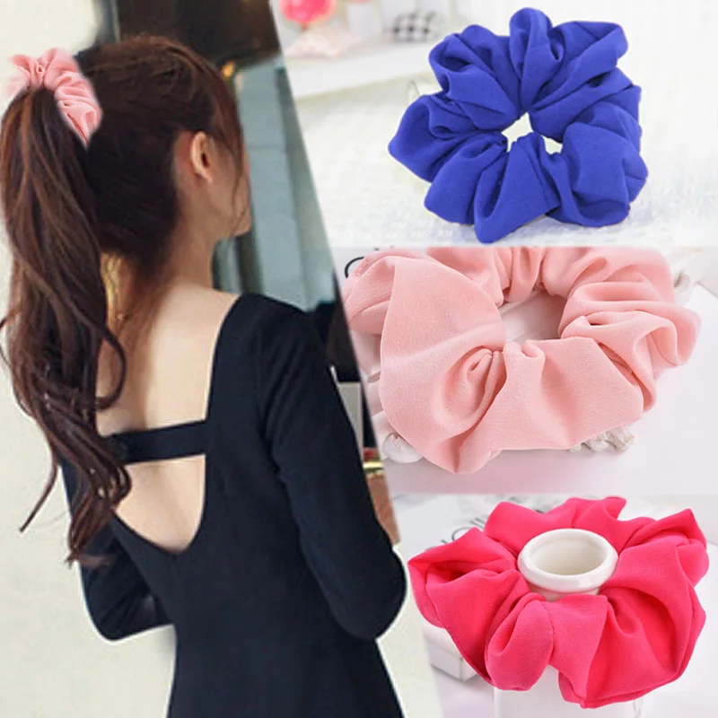 

Graceful Korean Candy Color Pure Color Cloth Art Chiffon Hair Circle 1PC Elasticity Graceful Gifts Unique 10 Colors High Quality