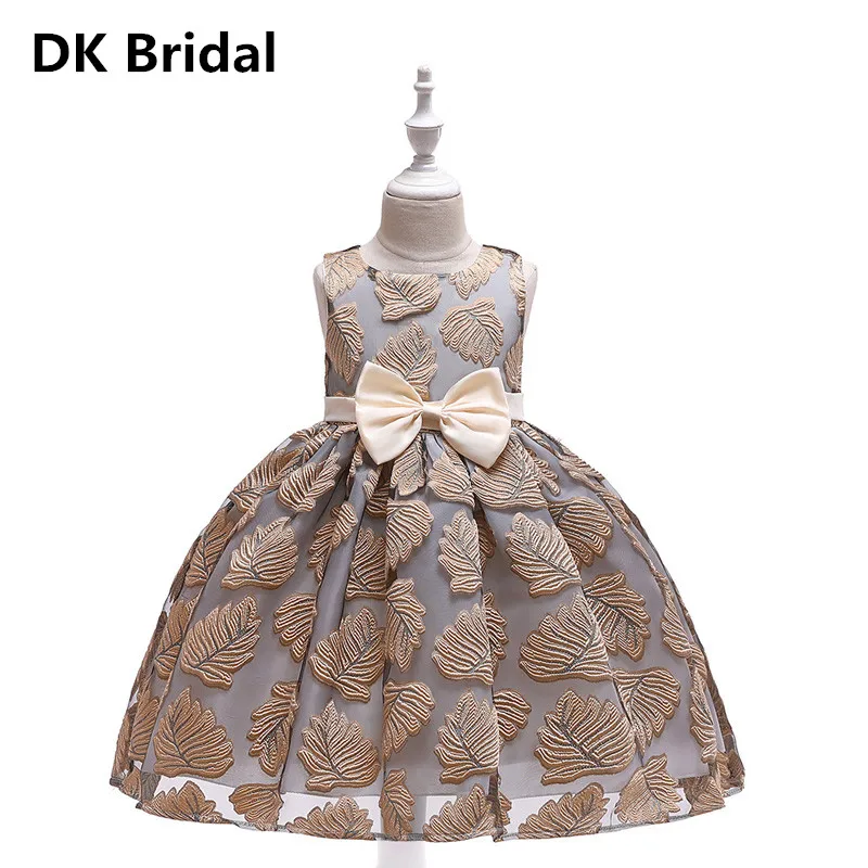 Girl Pageant Prom Gown Embroidery Kids Evening Party Dress For Wedding Dresses First Communion Bow Tulle Princess | Свадьбы и