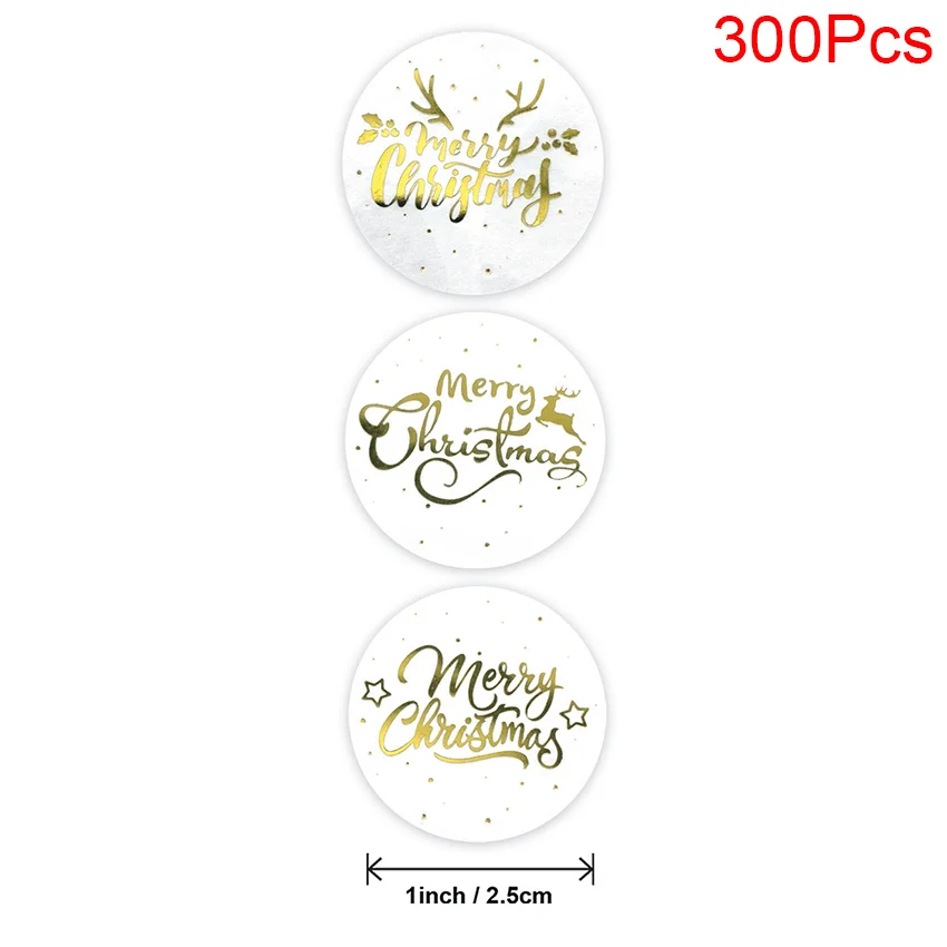 Round Clear Merry Christmas Stickers 100-500pcs Sealing Label Stickers for XMAS Cards Box Package Wedding Party Christmas Gifts christmas tree clear stamps Scrapbooking & Stamps