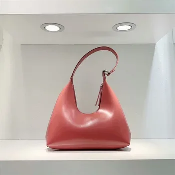 

Leather Women's Bag 2020 New Bright Leather Cowhide Retro U-Bag Underarm Shoulder Bag Shoulder Bag