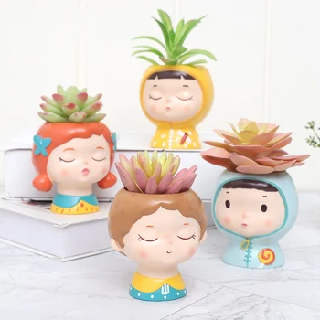 

горшок для цветов Plant Pot Cartoon Doll Flower Pot Succulent Plant Pot Home Garden Cactus Flower Pot Desktop Decoration