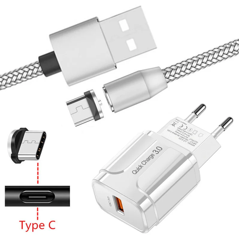 Магнитный зарядный кабель Type C для Samsung A20E A50 S20 ZTE Axon 9 Nubia Z17 Mini Oppo Reno Z магнитный usb QC 3