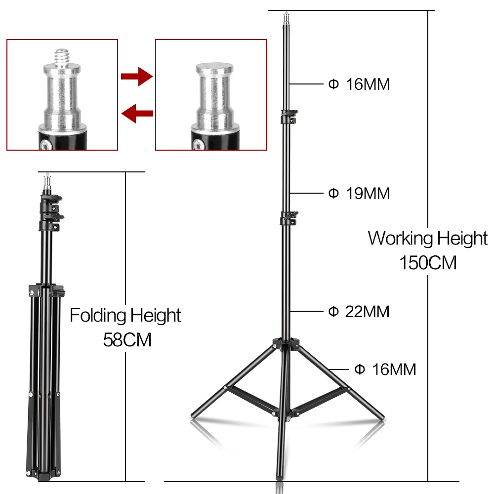 150cm/59inch Photography Tripod Light Stand With 1/4