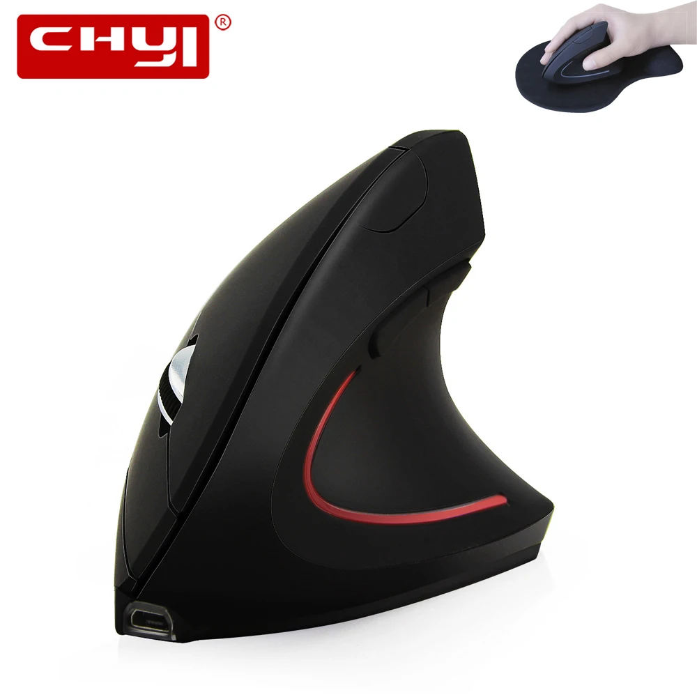 

CHYI Ergonomic Vertical Wireless Mouse Rechargeable 1600 DPI USB Optical Mice Computer Gaming Mause With Mousepad Kit For Gamer