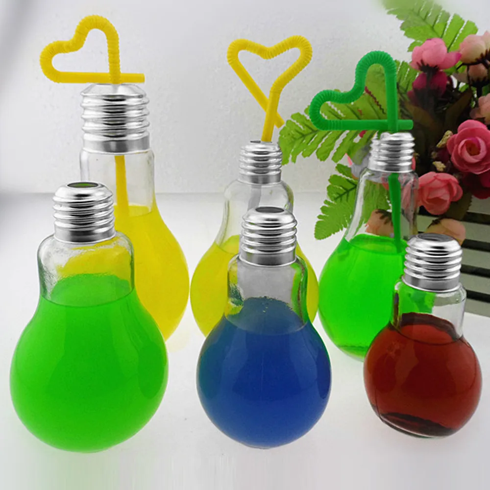 Plastic Light Bulb Shaped Bottle Drink Cup Water Bottle Party Home Decor New 