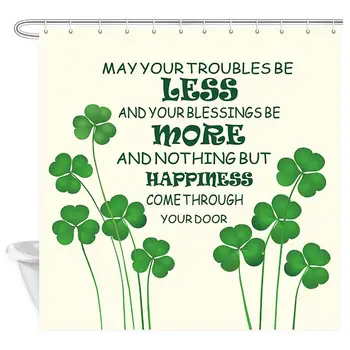 

St. Patrick's Day Shower Curtain, Lucky Spring Design with ShamrockShower Curtain Bathroom Waterproof Polyester Bath Curtain