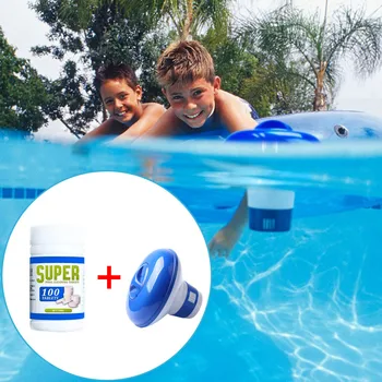 

100PC Swimming pool cleaning tablets with Floating Dosing device Dispense Purified water quality guard against algae organisms