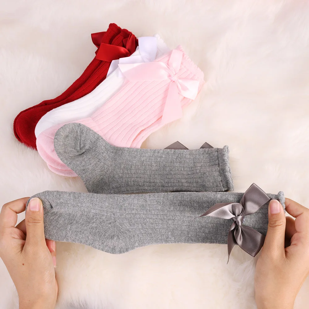 Spring Newborn Baby Girls Socks Mesh Cute Bow Princess Baby Girl Stuff Children's Socks Middle Tube Cotton Soft Infant Socks