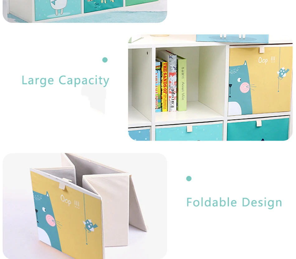MICCK креативная коробка для хранения животных, мультяшная вышивка, складные кубические ящики для хранения, моющийся шкаф из ткани Оксфорд, детские игрушки, Органайзер