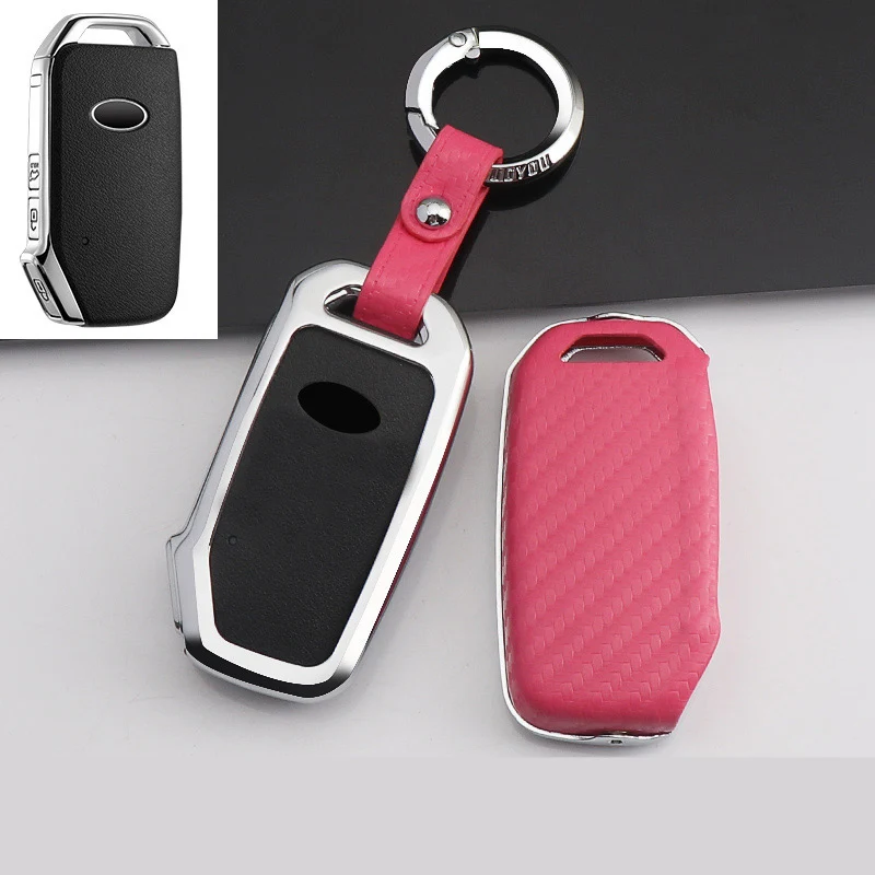 

Hot sale Carbon fiber+Zinc alloy Car key case For Kia 2017 2018 2019 sportage R Stinger remote Ceed sorento K900 Stinger cerato