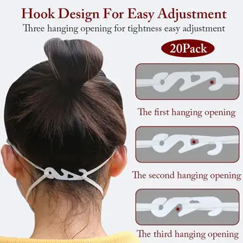 

20PCS Face Mask Anti-Pain Ear Hook Wear Type Adjustment Mask Rope Comfortable Convenient Extension Buckle for child adult