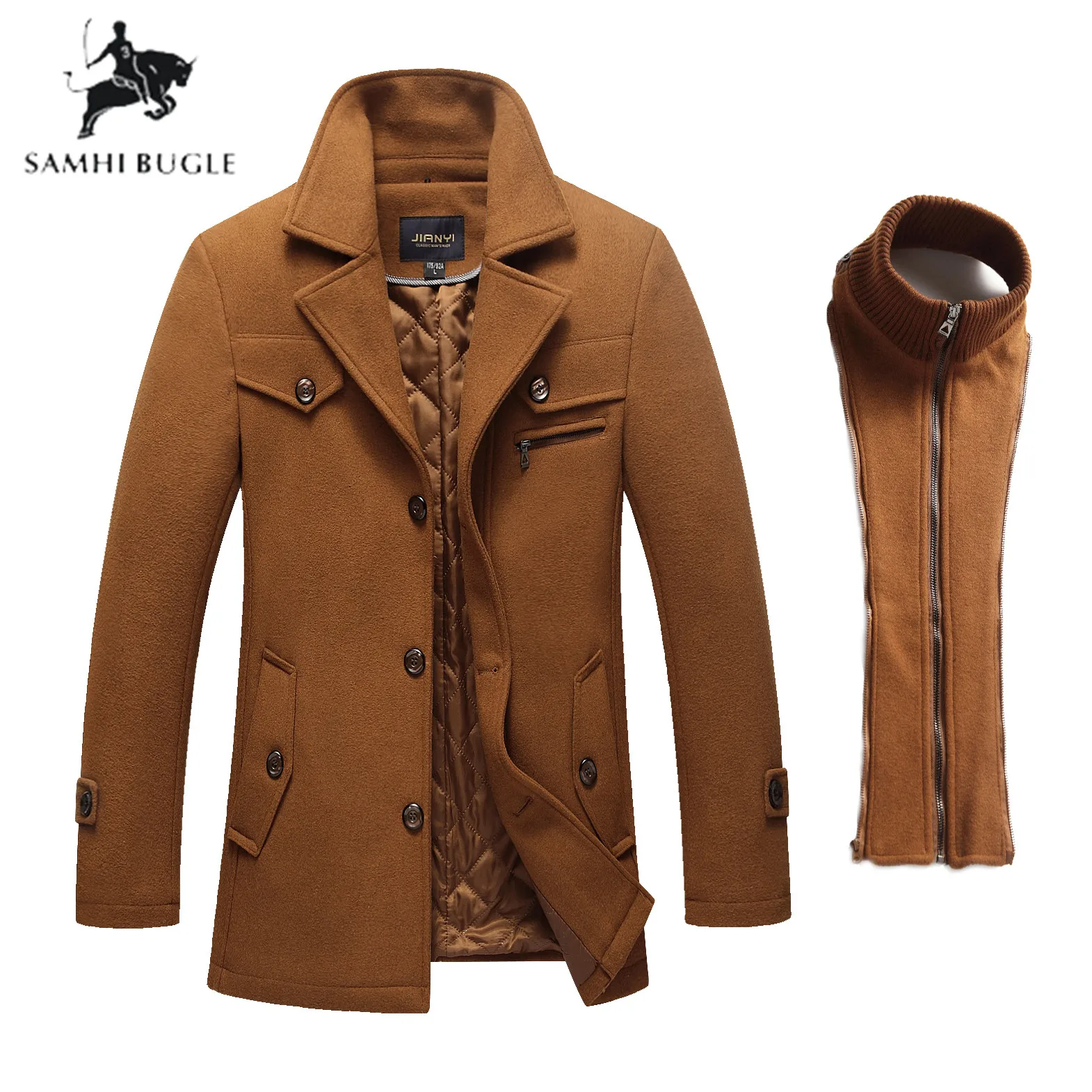 winterjas mannen Casual Wool Trench Coat Fashion Business Men's Coat Thicken Slim Windbreaker Overcoat Jacket Male Plus Size 5XL