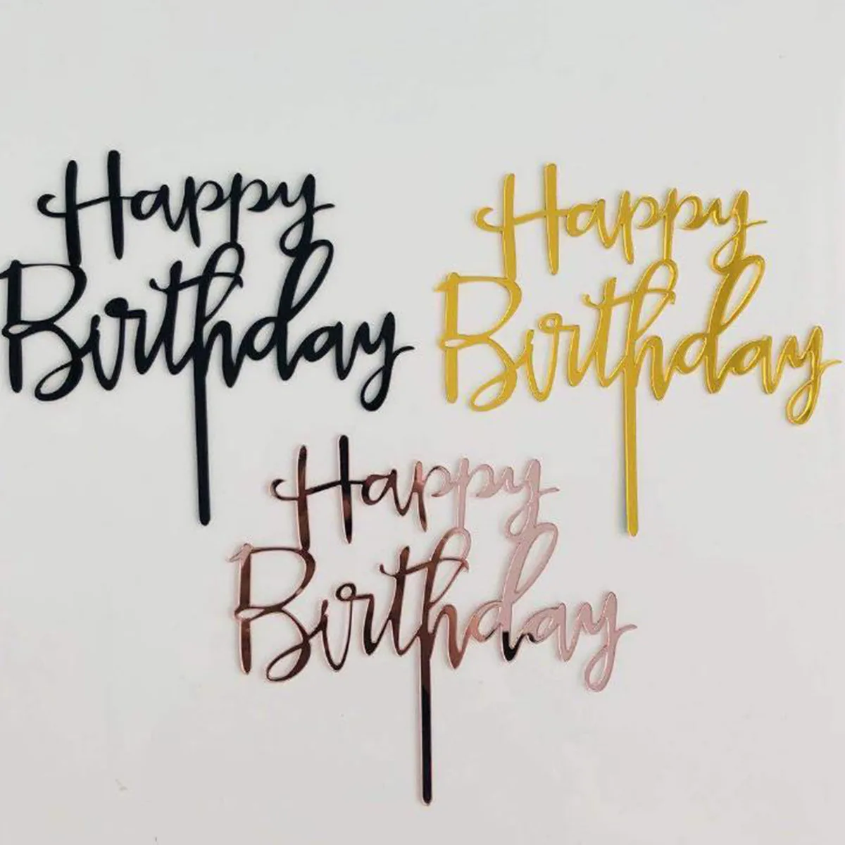 For Happy Birthday Cake Topper Insert Card Acrylic Decoration Party Supplies | Дом и сад