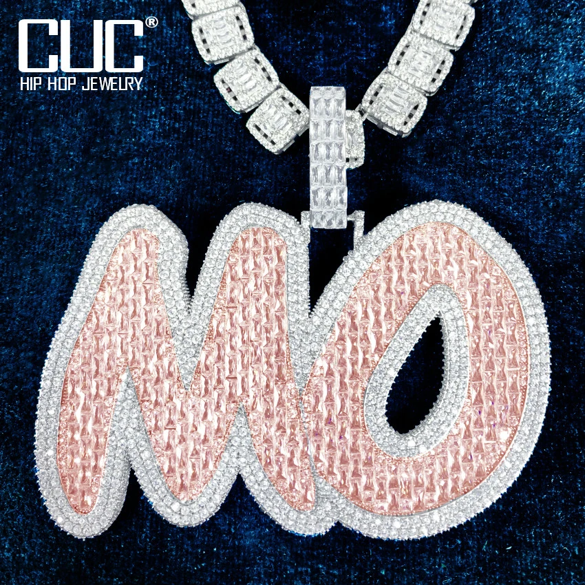 CUC Custom Big Letter Name Pendant Men Hip Hop Necklace Chain Iced Out Zircon Customized Number Rock Rapper Jewelry