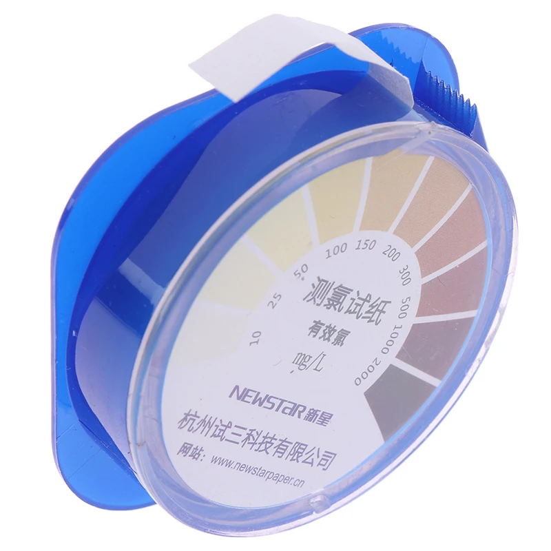 Chlorine Test Paper Strips Cleaning Water Testing Measuring Range 10-2000mg/lppm Color Chart 5M/Roll water quality tester