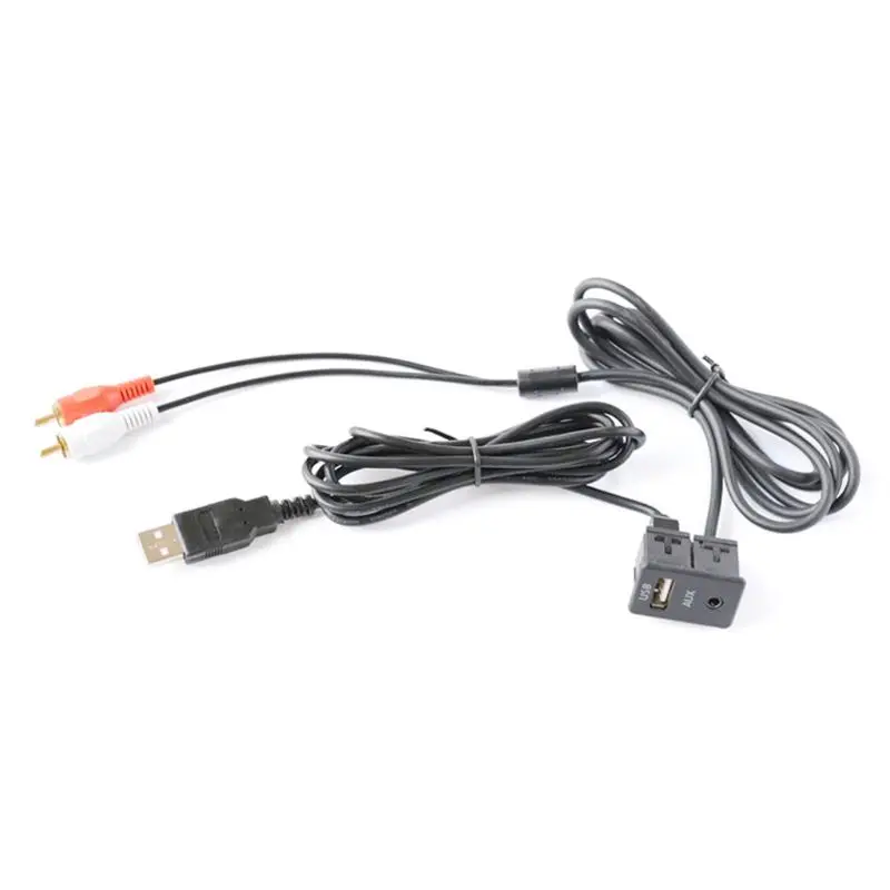 

1 Pc Vehicle Car RCA Cable Adapter Switch 3.5mm Jack AUX USB Cable Extention Mount Panel Auto Car Accessories