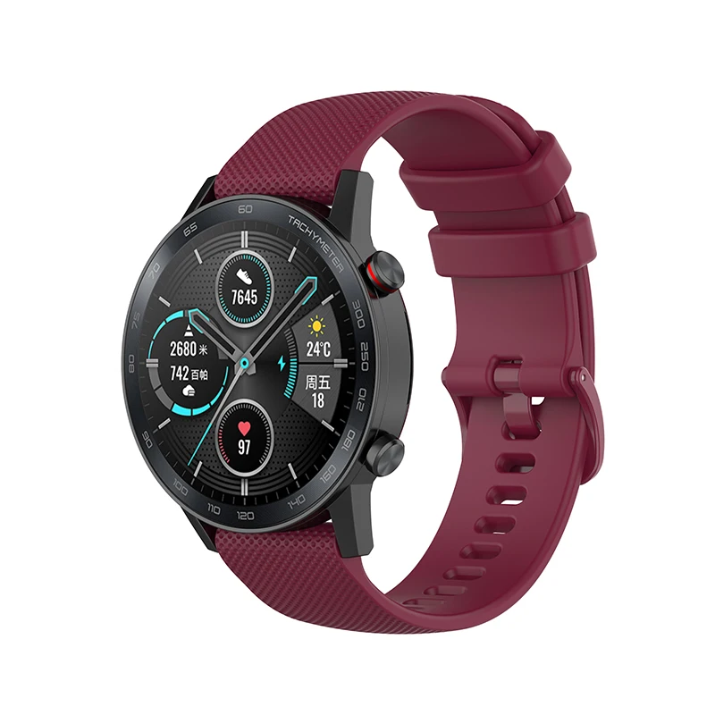 Мягкий силиконовый ремешок для наручных часов для huawei Honor Magic Watch 2 ремешок для наручных часов - Цвет ремешка: Red Wine