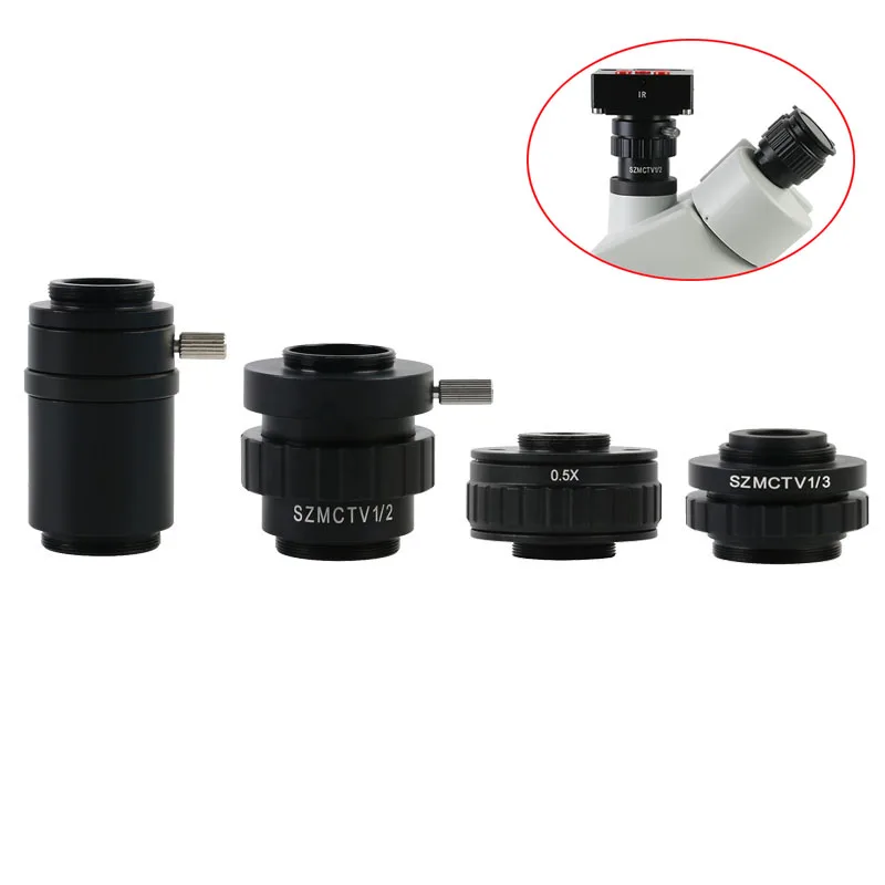 Microscope Camera Adapter SZMCTV 1/2 1/3 0.5X 1X C-mount Adapter Lens For Simul Focal Trinocular Stereo Microscope afbeelding