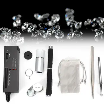 

Professional Quality Diamond Tester Flashlight Viewer Tweezers Magnifier Diamond Claw Identification Tool Set for Jeweler