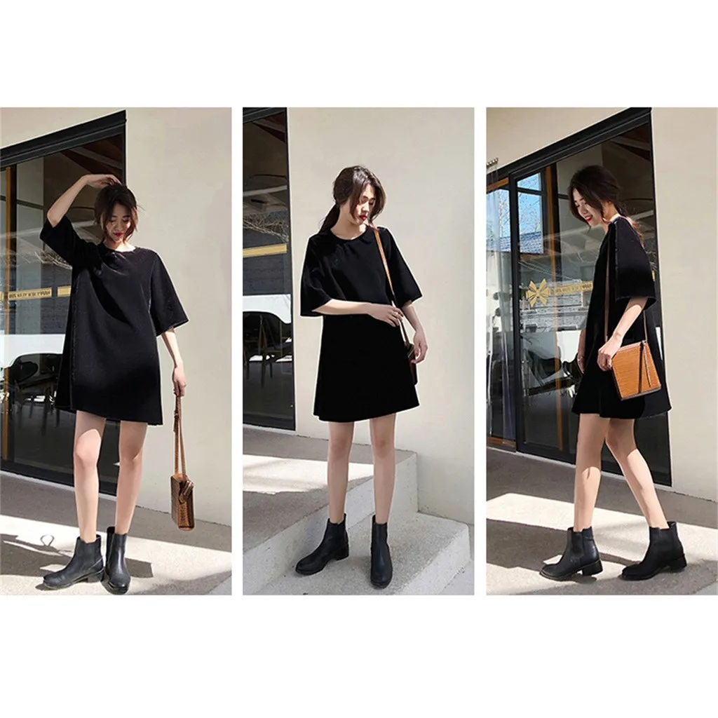 black tee shirt dress outfit