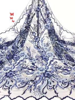 

2019 latest Nigerian sequined lace fabric high quality African lace fabric wedding French tulle lace fabric FJ3419