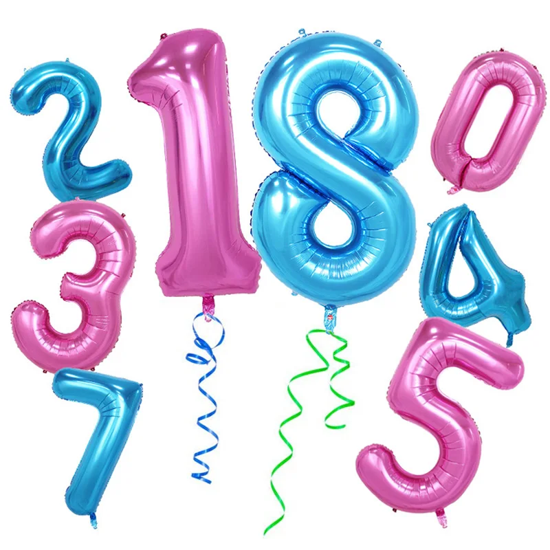 1pc 40inch Super Big Figure Blue Pink Digital 0-9 Helium Foil Balloons Birthday Party Wedding Decor giant Number Globos Inflatab | Дом и сад