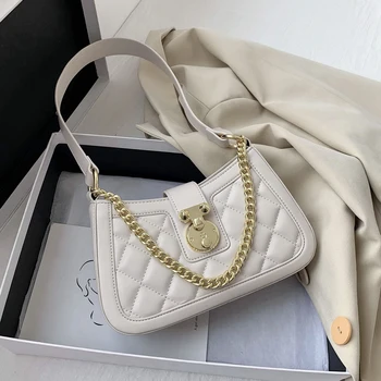 

Chain Small PU Leather Armpit Bag For Women 2020 Elegant Solid Color Shoulder Handbags Female Travel Hand Bag Fashion Tote