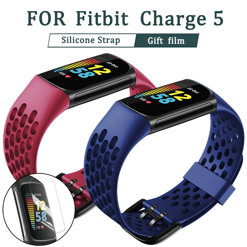Correa for Fitbit Charge 5 Fitness Smartwatch Wrist Strap Solid Hollow Out Breathable Bracelet Honeycomb loop silicone Wristband | Наручные