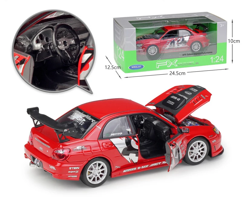 WELLY Модель литья под давлением автомобиля 1:24 весы APR SUBARU IMPREZA производительность