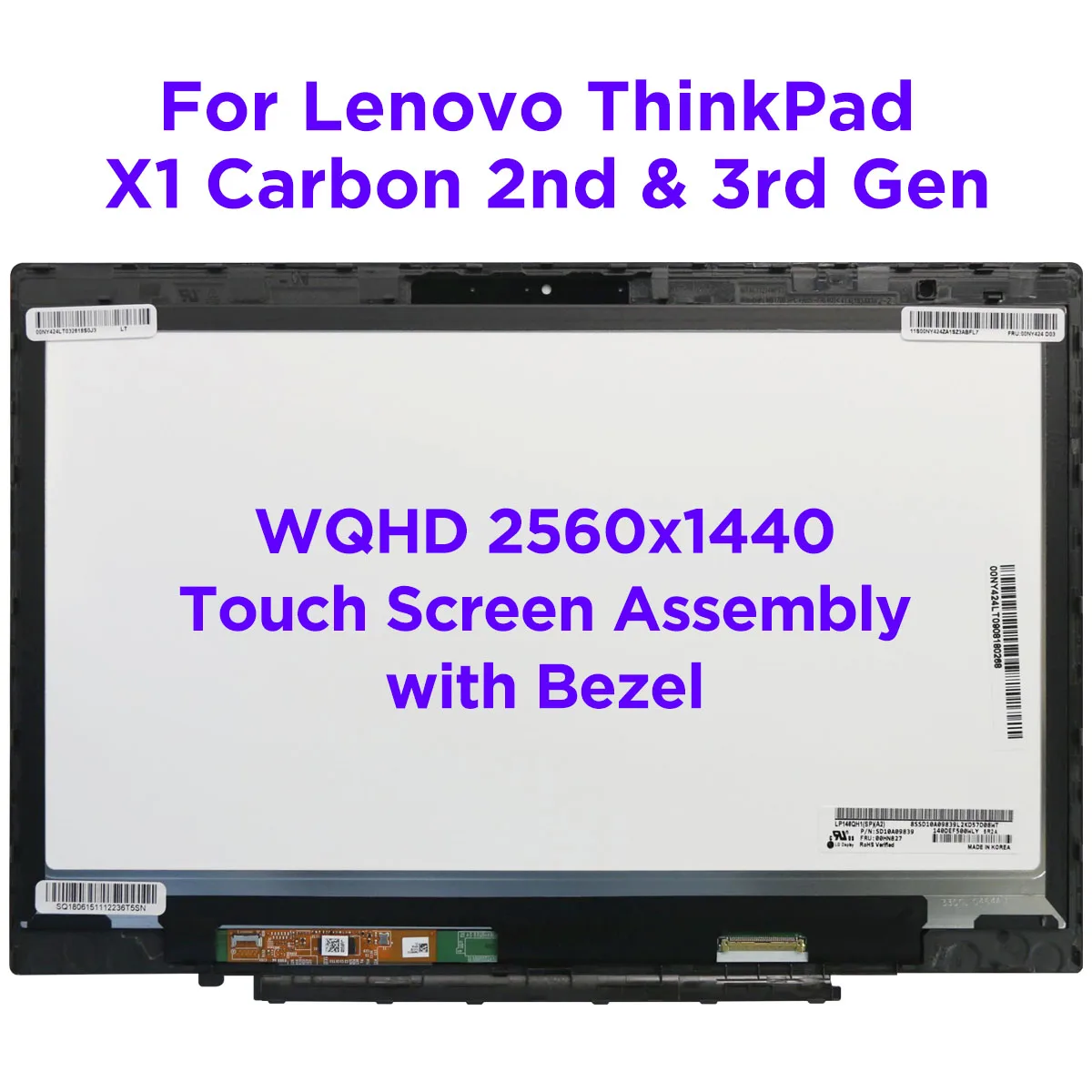 

14.0" LCD Touch Screen Digitizer Assembly For Lenovo ThinkPad X1 Carbon 2nd Gen 3rd Gen 20A7 20A8 20BS 20BT Replacement WQHD